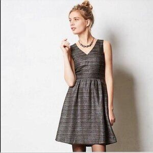Anthropologie Moulinette Soeurs Dress 6 Glissade Metallic Tweed Fit Flare Dress